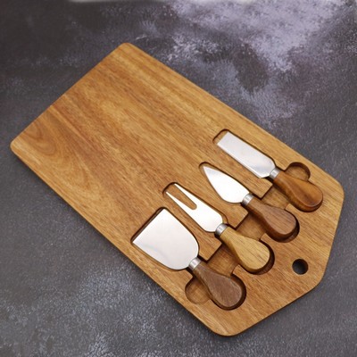 Cutting Board With Cheese Knife Set