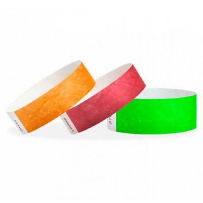 3/4" wide x 10" long - 3/4" Tyvek Wristbands Solid Colors Printed 1/0