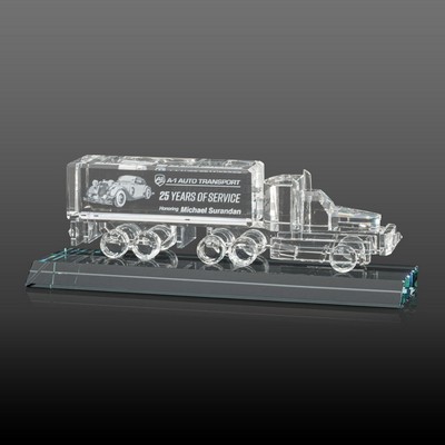 Crystal 18 Wheeler on Base (3D) - Optical/Clear 10"