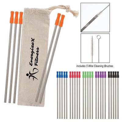 5-Pack Stainless Straw Kit with Cotton Pouch