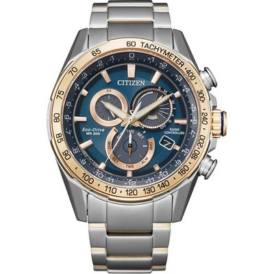 Citizen® Men's PCAT Rose Gold-Tone Eco-Drive Watch w/Blue Dial