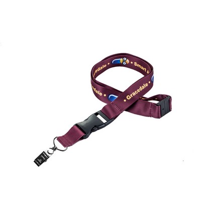 1" Full Color Lanyards with Safety breakaway and Buckle release