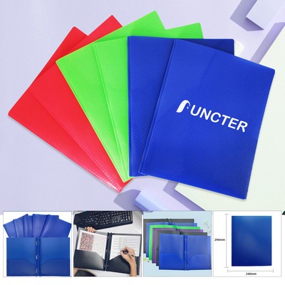 Basics Plastic 3 Hole Punch Folders with 2 Pockets