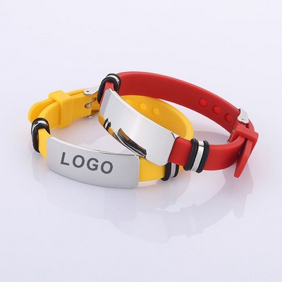 Stainless Steel Glossy Silicone Bracelet