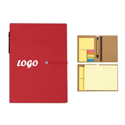 PU Cover Notebook With Sticky Notes and Pen