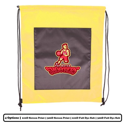 Polyester Drawstring Bag w/ Large Open Pocket w/ Custom Logo