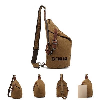 Men's Sling Backpack Waxed Canvas Crossbody Bag