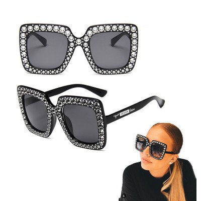 Oversized Square Rhinestone Sunglasses