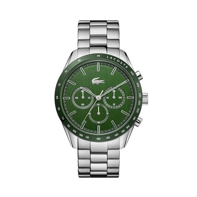 Lacoste™ Boston Gents Stainless Steel Watch w/Green Chrono Dial