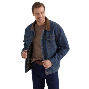 Wrangler® Men's Deim Blue/Charcoal Gray Lined Denim Jacket