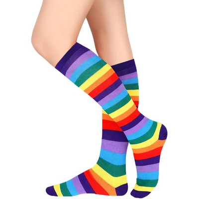 Women's Rainbow Striped Knee High Socks