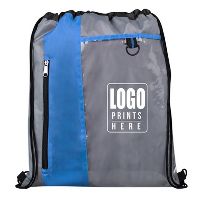 Drawstring Backpack w/ Clear Pocket