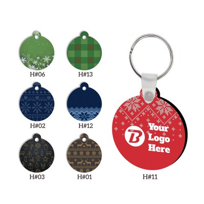 Full Color Christmas Design Key Chain - Round