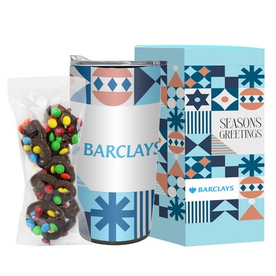 Promo Revolution - 20 Oz. Straight Tumbler Gift Set (Milk Chocolate Pretzels w/ Mini M&M's®)