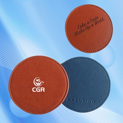 Circular Faux Leather Drink Mats