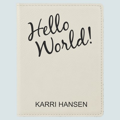 White Laserable Leatherette Passport Holder, 4-1/4" x 5-1/2"