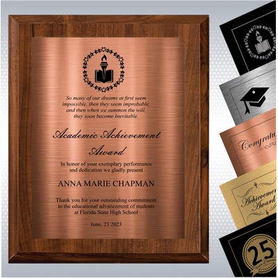 10.5 x 13" Cherry Finish Wood Plaque Personalized Academic Achievement Gift Award