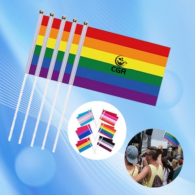 Portable Rainbow Hand Flags