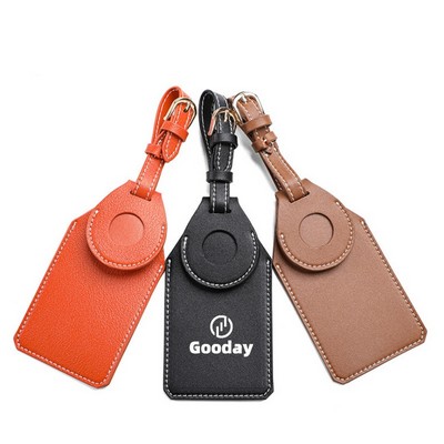 Leather Luggage Tag With Tracker Holder