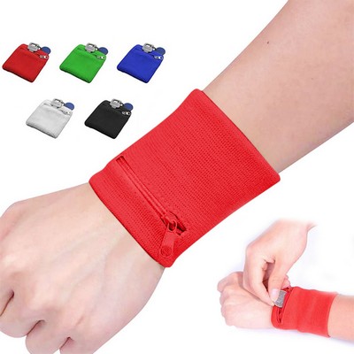 Zippered Pocket Terry Cotton Wristband