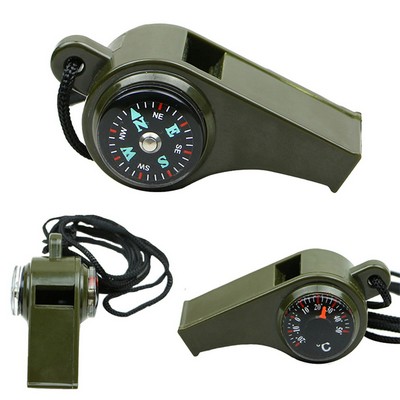 Versatile 3-in-1 Compass, Thermometer & Whistle