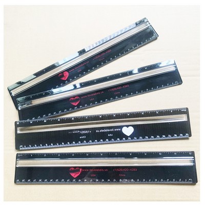 12-Inch Plastic Ruler with Integrated Magnifying Glass