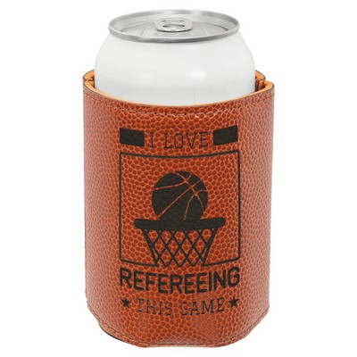 3 3/4" Basketball Laserable Leatherette Beverage Holder