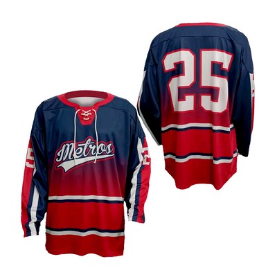 Men's Hockey Lace Neck Butterfly Mesh Jersey