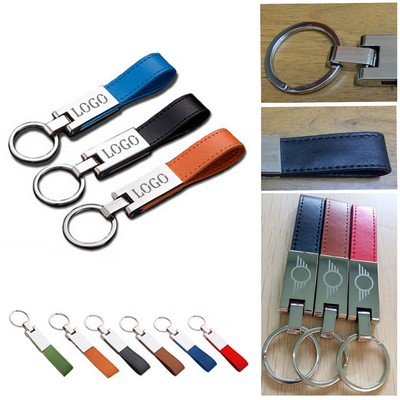 PU Leather Strap Metal Key Tag