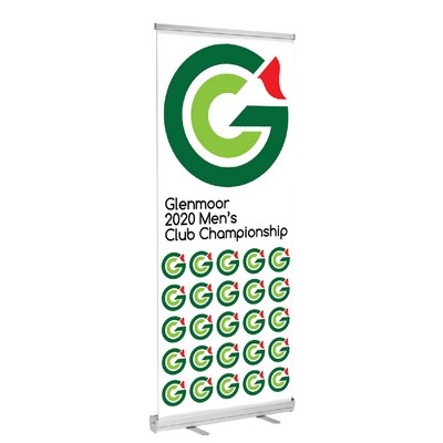 33" X 81" Deluxe Retractable Vinyl Banner Stand - Silver - Single Sided