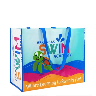 Custom Full-Color Laminated Woven PP Swimming School Promotional  Bag 18"x15"x10"