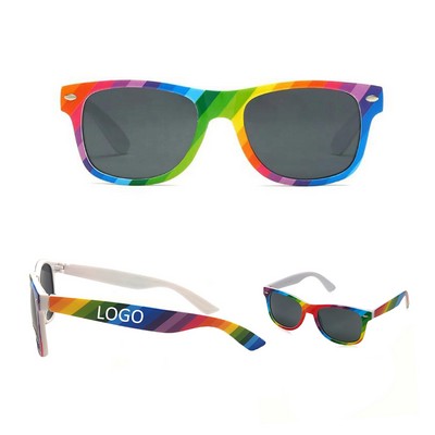 Classic 80s Style Rainbow Sunglasses Vintage Rectangle