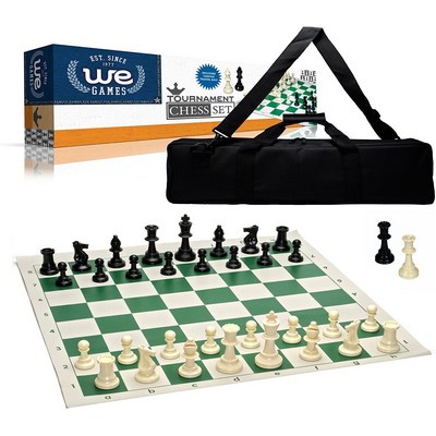 Weighted Tournament Chess Set, Board, Large Bag, Pieces 3.75 in.