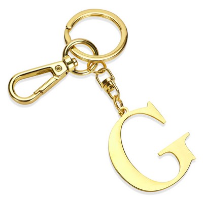 Gold Letter F Keychain Metal Keychain Initial Keychain