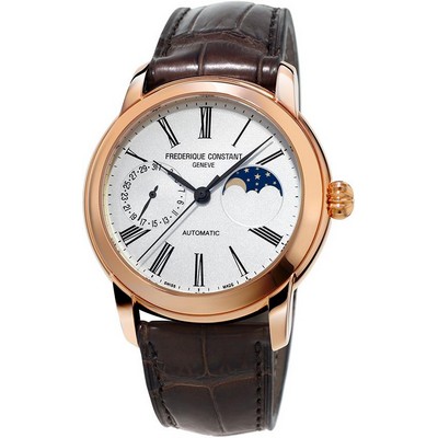 Frederique Constant® Men's FC Manufacture Brown Leather Strap Watch w/Silver-Tone Dial