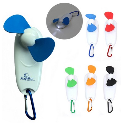 Battery Powered Portable Handheld Fan w/Carabiner Clip