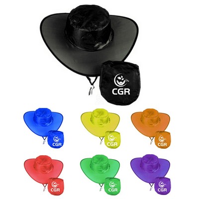 Advertising Foldable Wide Brim Sun Bucket Hat with Pouch