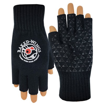 Fingerless Deluxe Knit Gloves with Grip Palm with Oversized DTF