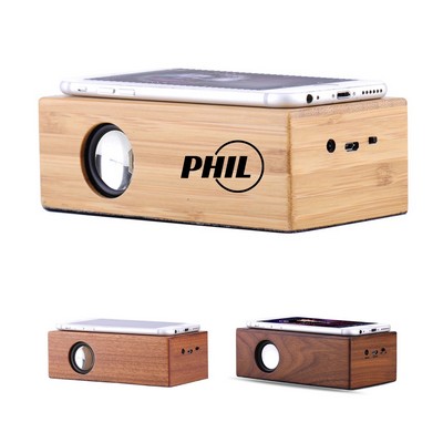 Portable Wooden Speaker Stereo Induction Usb Charging Audio