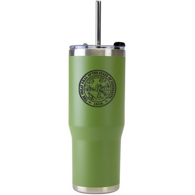 30 Oz. Stainless Double Wall Vacuum Insulated Travel Mug powder coated green