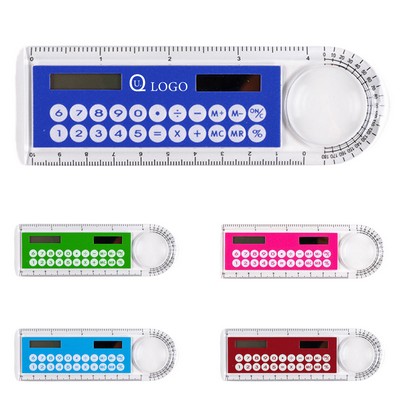 3 In 1 Solar Powered Calculator Ruler Magnifier