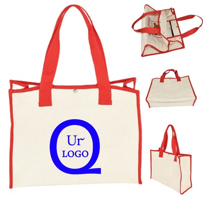 Cotton Canvas Tote Bag W/ Internal Pocket