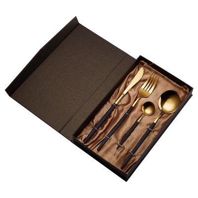 Portable Stainless Steel Knife Fork Coffee Spoon and Spoon 4 Sets Gift Box