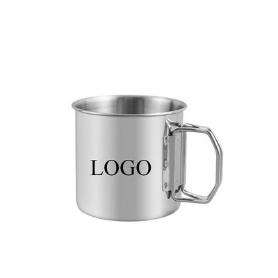 12 oz. Folding Handle Stainless Steel Camping Mug