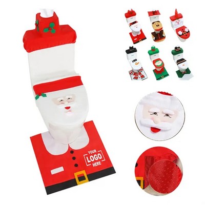 Christmas Bathroom Decor 3-Piece Toilet Seat Cover Set