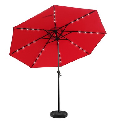 9' Patio Umbrella With Solar LED Lights