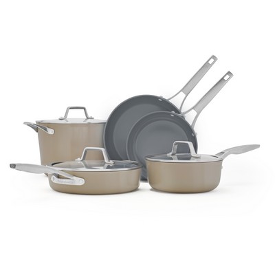 Calphalon® Premier™ Ceramic Nonstick 8-Piece Cookware Set, Mushroom Grey