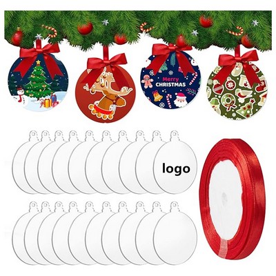 Acrylic Clear Disc Ornament with Holes for Christmas Trees