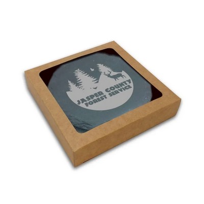 Etched Set of 2 Slate Coasters