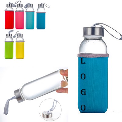 Glass Water Bottle With Cup Sleeve